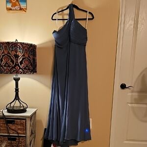 Elegant Blue One-Shoulder Dress